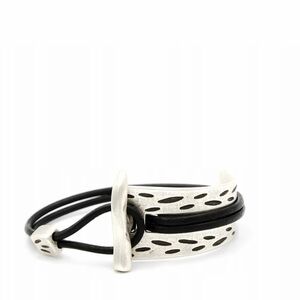 VTG EVA MINGE BLACK LEATHER BRANDED BRACELET